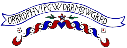 Rätselinschrift über der Schrottür: